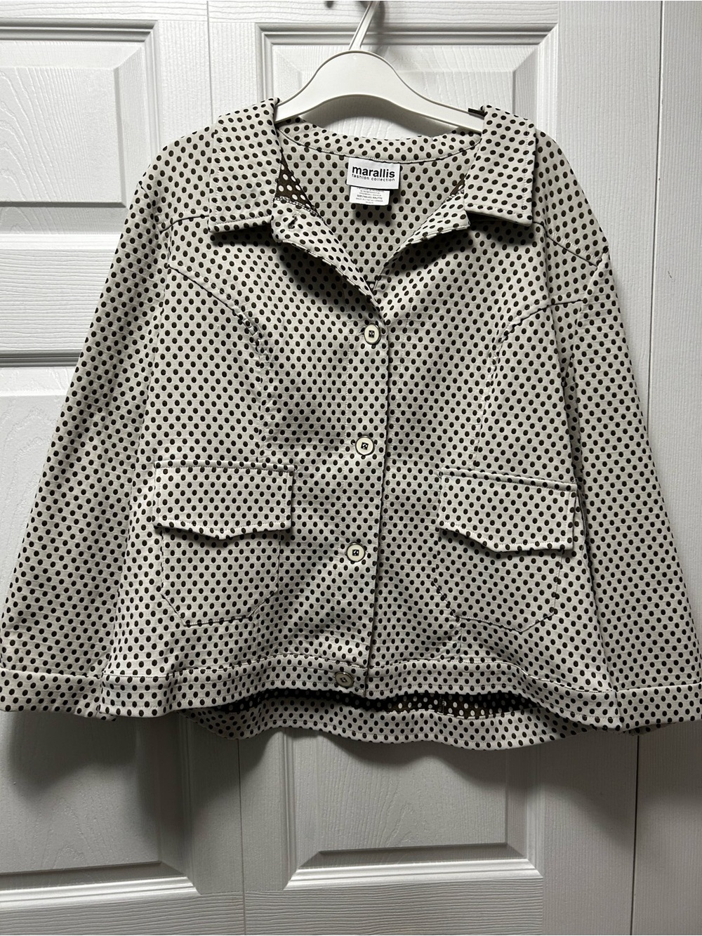 Cream Polka Dot Button-Front Jacket